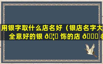 用银字取什么店名好（银店名字大全意好的银 🦆 饰的店 💐 名）